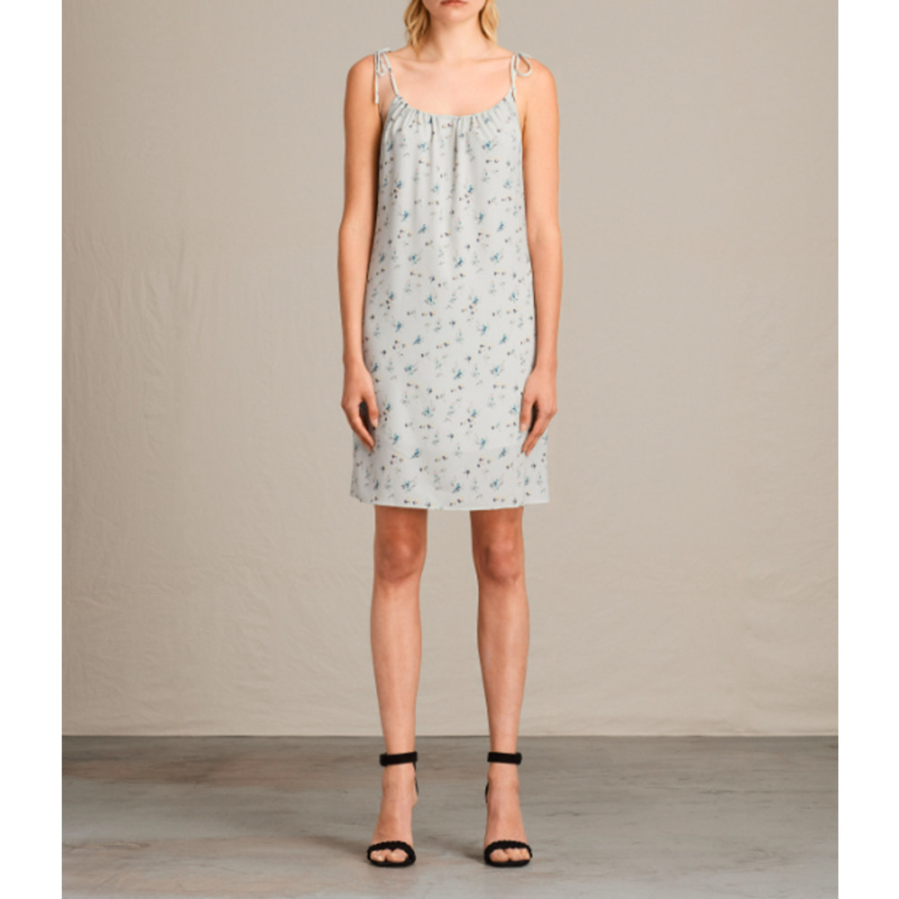 ALL SAINTS Mike Sommer Dress in Light Blue Floral Mini Dress Size Small casual